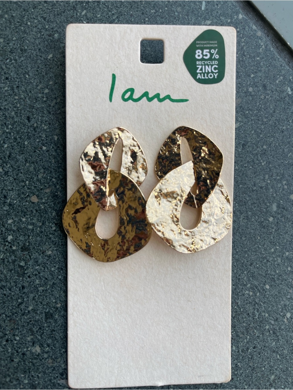 I Am Hammered Gold Link Drop Earrings